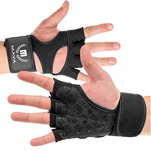 Product Cover Cross Training Gloves with Wrist Support for Gym Workouts, WOD, Weightlifting & Fitness- Silicone Padded Workout Hand Grips Against Calluses with Integrated Wrist Wraps by Mava