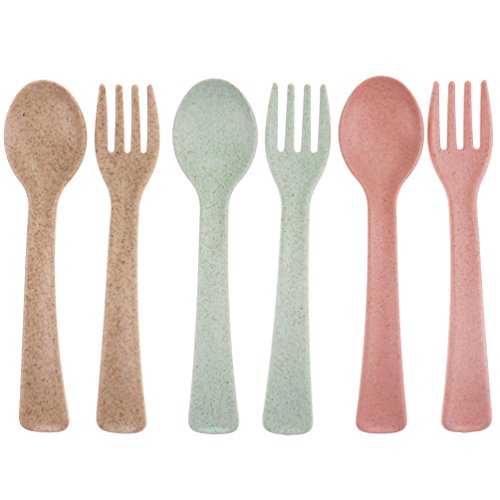 Product Cover Baby Kids Spoons and Forks Traveling Toddler Utensils Self Feeding Training Flatware Set BPA Free Plastic