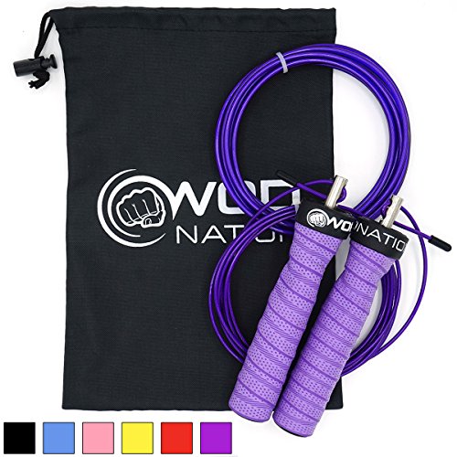Product Cover WOD Nation Attack Speed Jump Rope - Adjustable Jumping Ropes - Unique 2 Cable Skipping Workout System - 1 Thick and 1 Light 10' Cable - Perfect for Double Unders - Fits Men and Women
