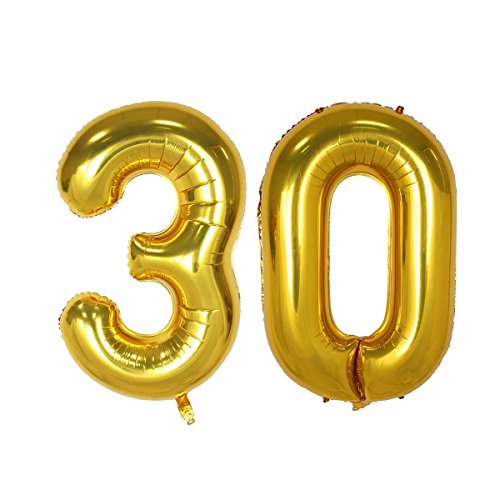 Product Cover 40inch Gold Number 30 Balloon Party Festival Decorations Birthday Anniversary Jumbo foil Helium Balloons Party Supplies use Them as Props for Photos (40inch Gold Number 30)
