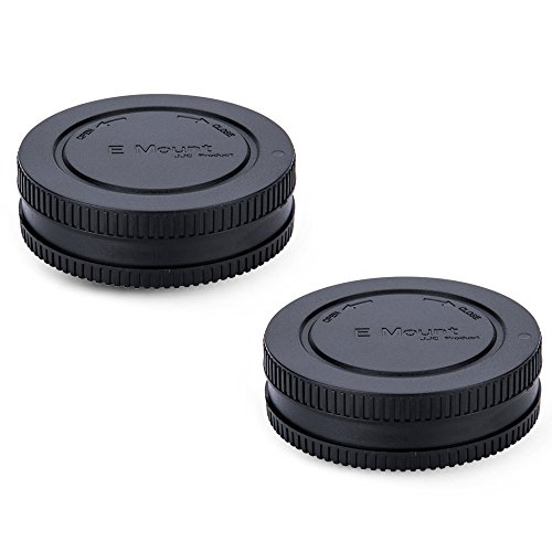 Product Cover 2 Pack JJC E-Mount Body Cap and Rear Lens Cap Kit for Sony A6000 A6100 A6300 A6400 A6500 A6600 A5100 A5000 A7 III II A7R IV III II A7S II A9 NEX-7 NEX-6 NEX-5 and More Sony Mirrorless Camera and Lens