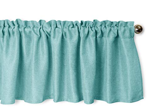 Product Cover Aiking Home Pure 100% Faux Linen Window Valance - Size 56 inch x 16 inch, Aqua