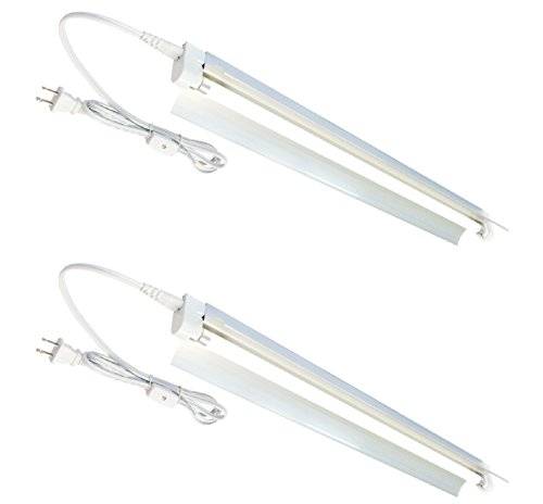 Product Cover 2-Pack T5 HO Grow Light - 1 Bulb Light System - Fluorescent Hydroponic Indoor Fixture Bloom Veg Daisy Chain with Bulbs (2 Foot & w/Reflector (DL8021R 2pack), Cool White | Vegetative)
