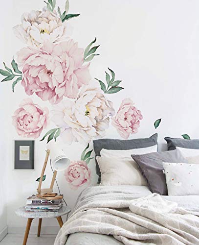 Product Cover Simple Shapes Peony Flowers Wall Sticker - Vintage Pink