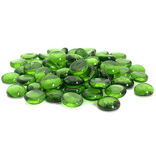Product Cover Royal Imports Green Flat Marbles, Pebbles, Glass Gems for Vase Fillers, Party Table Scatter, Wedding, Decoration, Aquarium Decor, Crystal Rocks, or Crafts, 5 LBS (Approx 400 pcs)