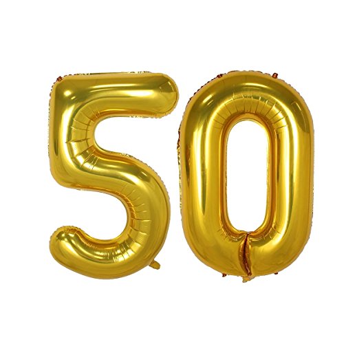 Product Cover 40inch Gold Number 50 Balloon Party Festival Decorations Birthday Anniversary Jumbo foil Helium Balloons Party Supplies use Them as Props for Photos (40inch Gold Number 50)
