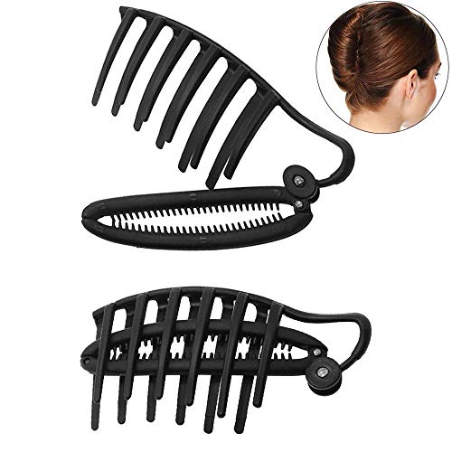 Product Cover Hisight 2pcs Women Girls DIY Fast Styling Volume Insets Hair Clip Boost Comb French Twist Maker Fast Volume Twist Hair Boost Comb Hair Up Maker Tool Set (Black)