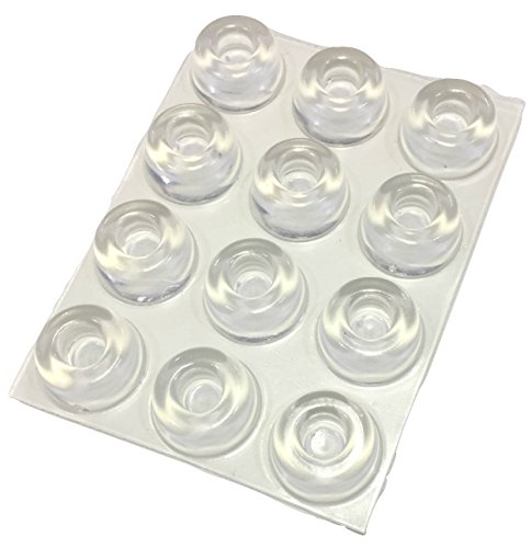 Product Cover Small Clear Door Knob Bumpers (Set of 12) - Made in USA - Self-adhesive Door Stoppers Wall Protectors Rubber Feet for Speakers, Electronics, Furniture