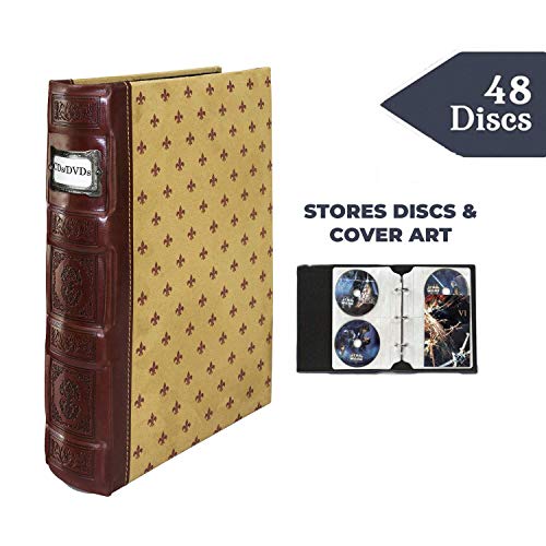 Product Cover Bellagio-Italia Crimson DVD Storage Binder - Stores Up to 48 DVDs, CDs, or Blu-Rays - Stores DVD Cover Art - Acid-Free Sheets