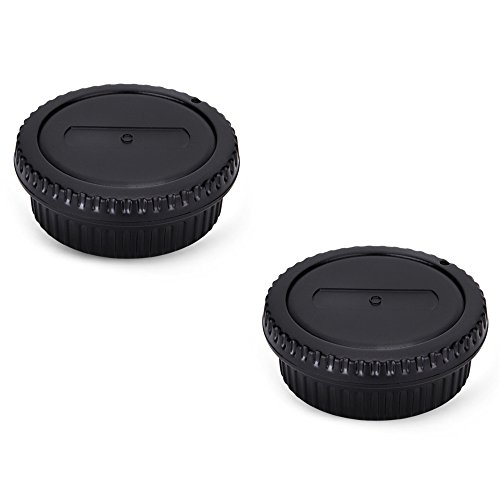 Product Cover 2 Pack JJC Body Cap Cover and Rear Lens Cap Kit for Canon EOS Rebel T6 T7 T5 T4i T5i T6i T6s T7i SL1 SL2 SL3 60D 70D 77D 80D 90D 5D Mark II III IV 6D 7D and More Canon DSLR Camera with EF EF-S Lens