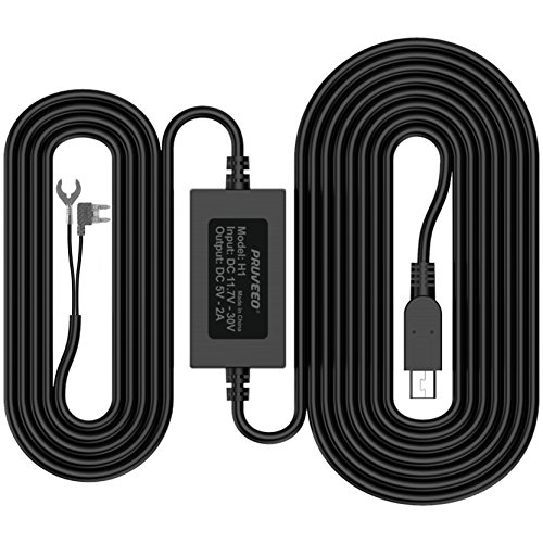 Product Cover Pruveeo Hard Wire Kit for Dash Cam, Mini USB Port, 12V to 5V, DC 12V - 30V Car Charger Cable Kit