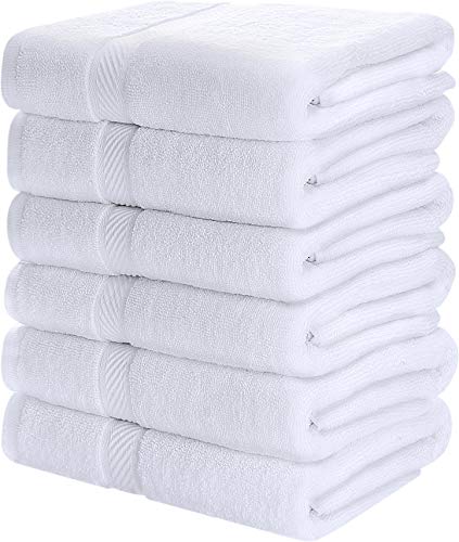 Product Cover Utopia Towels Cotton Bath Towels, 6 Pack, (24 x 48 Inches), Pool Towels and Gym Towels, White