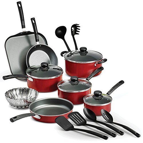 Product Cover 18 Piece Nonstick Pots & Pans Cookware Set Kitchen Kitchenware Cooking NEW (RED)