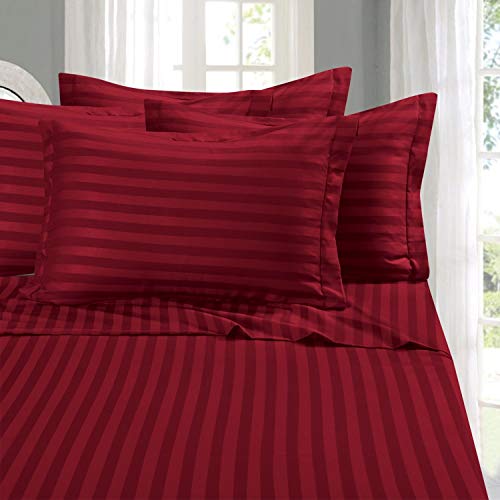 Product Cover Elegant Comfort Best, Softest, Coziest 6-Piece Sheet Sets! - 1500 Thread Count Egyptian Quality Luxurious Wrinkle Resistant 6-Piece Damask Stripe Bed Sheet Set, Full Burgundy