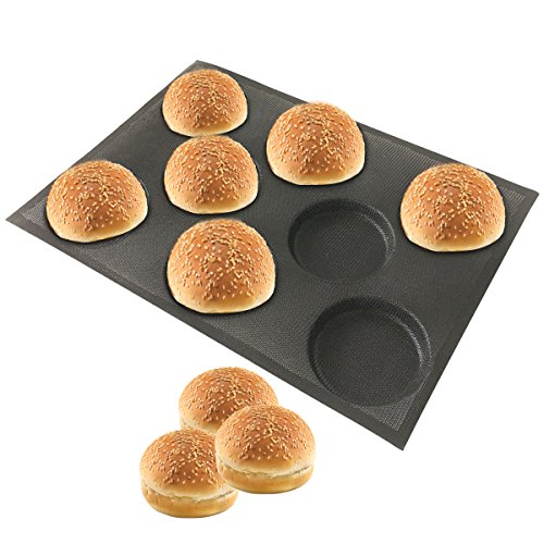 Product Cover Bluedrop Silicone Hamburger Bread Forms Perforated Bakery Molds Non Stick Baking Sheets Fit Half Pan Size