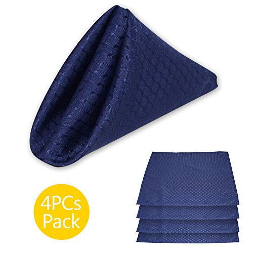 Product Cover ColorBird Elegant Waffle Jacquard Cloth Napkin Waterproof Spillproof Microfiber Fabric Napkins, Set of 4, 17 x 17 Inch, Navy