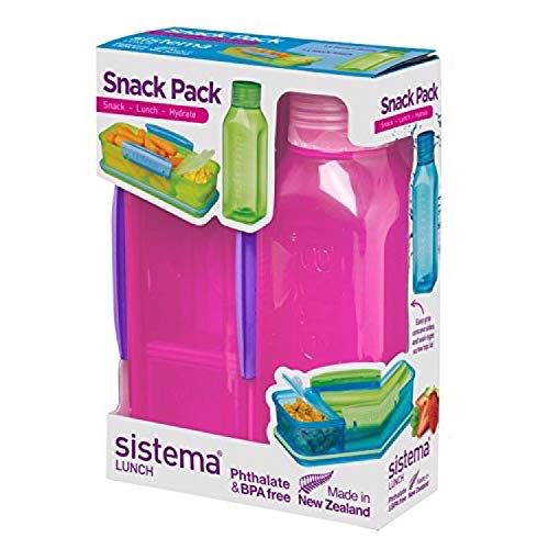 Product Cover Sistema 1596 Lunch Collection Snack Box 2 Pack, Blue/Green/Pink