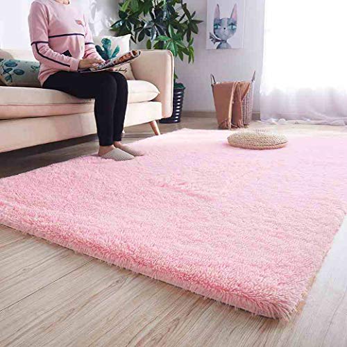 Product Cover Noahas Super Soft Modern Shag Area Rugs Fluffy Living Room Carpet Comfy Bedroom Home Decorate Floor Kids Playing Mat 4 Feet by 5.3 Feet, Pink