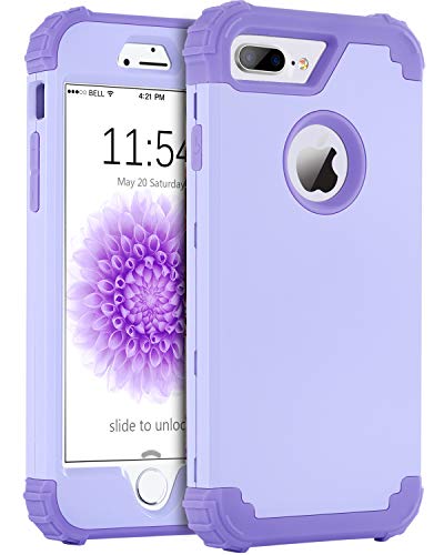 Product Cover BENTOBEN Case for iPhone 8 Plus, Case for iPhone 7 Plus, 3 in 1 Hybrid Hard PC Soft Silicone Heavy Duty Rugged Bumper Shockproof Anti Slip Full-Body Protective Cases for iPhone 8 Plus/7 Plus, Purple