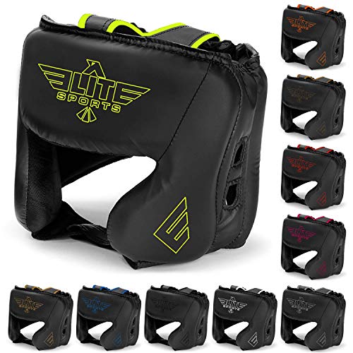 Product Cover Elite Sports Boxing MMA Sparring Kickboxing Headgear for Men, Muay Thai Boxing Head Guard Helmet for Head Protection (Green)