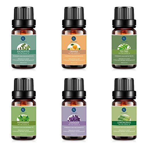 Product Cover Lagunamoon Essential Oils Gift Set,Top 6 Aromatherapy Oils Orange Lavender Tea Tree Peppermint Eucalyptus Lemongrass