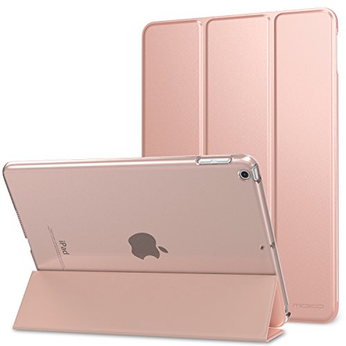 Product Cover MoKo Case Fit 2018/2017 iPad 9.7 5th / 6th Generation - Slim Lightweight Smart Shell Stand Cover with Translucent Frosted Back Protector Fit Apple iPad 9.7 Inch 2018/2017, Rose Gold(Auto Wake/Sleep)