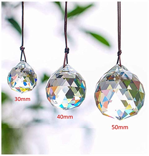 Product Cover H&D 30/40/50mm Faceted Crystal Ball Chandelier Prisms Ceiling Lamp Lighting Hanging Drop Pendants 3pcs (Clear-Set)