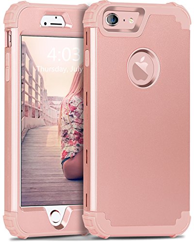 Product Cover iPhone 6S Plus Case, iPhone 6 Plus Case, BENTOBEN 3 in 1 Hybrid Hard PC & Soft Silicone Bumper Heavy Duty Rugged Shockproof Full-Body Protective Case for iPhone 6 / 6S Plus (5.5 inch), Rose Gold