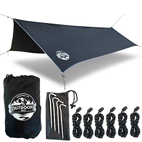Product Cover The Outdoors Way Hammock Tarp- 12 Foot Rain Fly for Extreme Waterproof Protection, Large Canopy is Portable and Provides Ideal Shelter for Your Camping Hammock Or Tent.