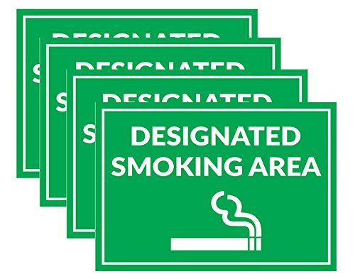 Product Cover Smoking Area Signs - 4 Pack - Made Of PVC - Perfect For Office Use, Business Premises, And Coffee Places - Clear, Readable Text - Easy to Install