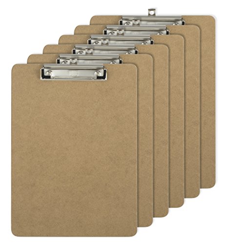 Product Cover Officemate Letter Size Wood Clipboards, Low Profile Clip, 6 Pack Clipboard, Brown (83806)