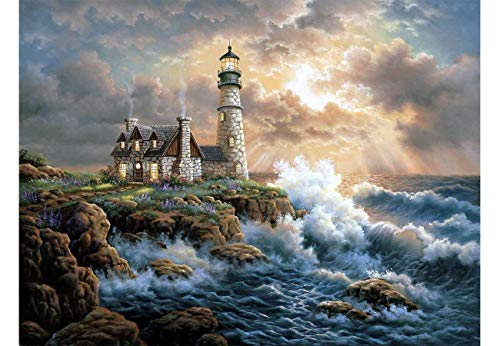 Product Cover Mobicus 5D DIY Diamond Painting by Number Kits，Lighthouse(14X18inch/35X45CM)