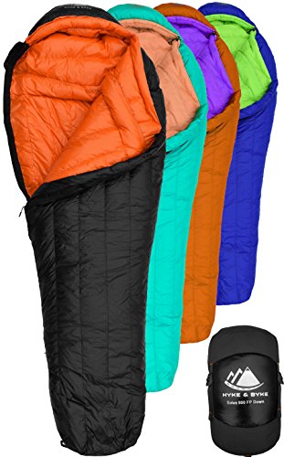 Product Cover Hyke & Byke Eolus 0 Degree F 800 Fill Power Hydrophobic Goose Down Sleeping Bag with ClusterLoft Base - Ultra Lightweight 4 Season Men's and Women's Mummy Bag Designed for Backpacking