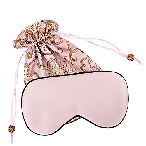 Product Cover Sleep Eye Mask For Sleeping Blindfold - YANIBEST Adjustable Natural Silk Sleep Mask Blindfold 100% Pure Mulberry Silk Eye Mask for Sleep Pouch Gift Bag Pack (light pink)