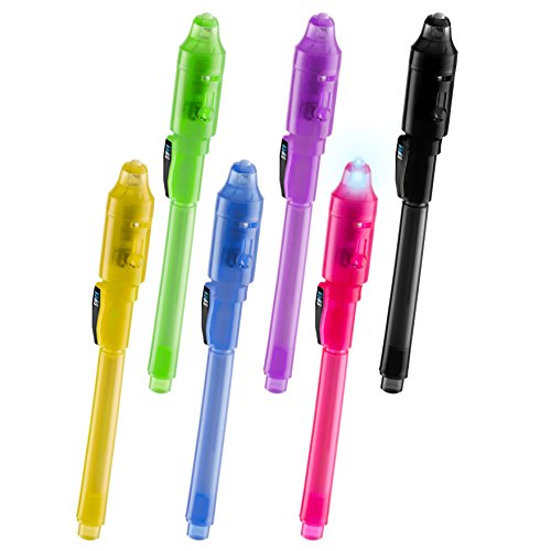 Product Cover Sypen Invisible Ink Pen-Secret spy Party Favor Message Writer with uv Light Fun Activity for Kids Ideas Gifts and Stock Stuffers, (6 Pack)