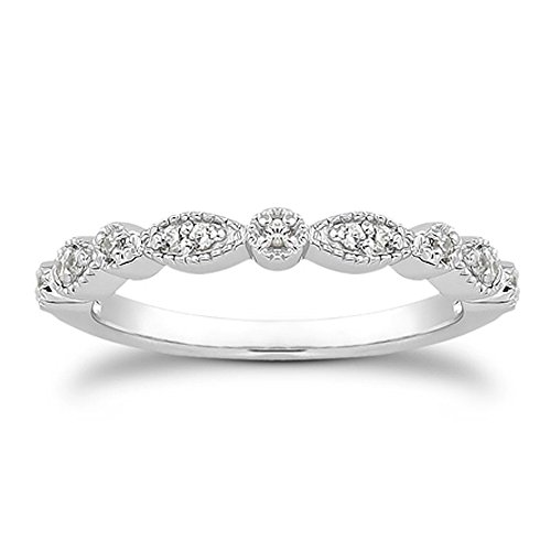 Product Cover espere Milgrain Marquise & Round Cubic Zirconia Eternity Ring Stacking Infinity Wedding Band Sterling Silver Platium Plated or Rose Gold Plated Size 3.5-9.5