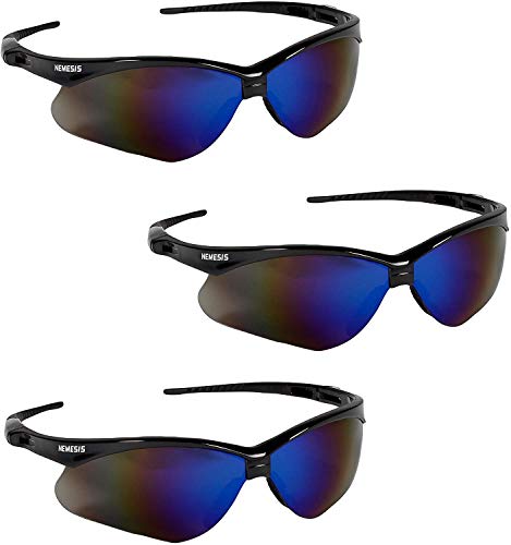 Product Cover Jackson Safety V30 14481 Nemesis Safety Glasses 3000358 (3 Pair) (Black Frame with Blue Mirror Lens)