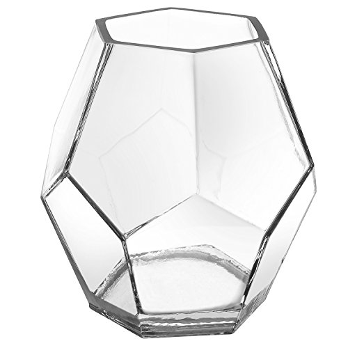 Product Cover MyGift 5-inch Clear Glass Hexagon Shape Flower Vase, Tabletop Prism Wedding Party Decor