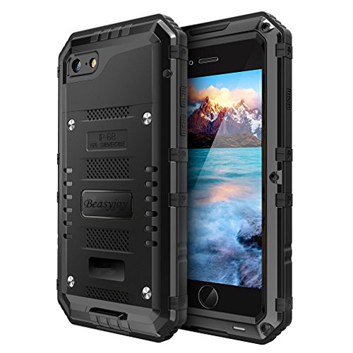 Product Cover Beasyjoy Waterproof Case Compatible with iPhone 7 / iPhone 8,Heavy Duty Metal Case with Screen Full Body Protector, Hard Strong Tough Rugged Cover Shockproof Drop Proof Military Grade Durable Defender