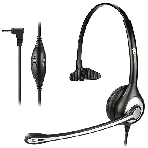 Product Cover Wantek 2.5mm Telephone Headset Monaural with Noise Canceling Mic for AT&T ML17929 Panasonic Vtech RCA Uniden Cisco SPA Grandstream Polycom Clarity XLC3.4 Office IP and Cordless Dect Phones(F600J25)