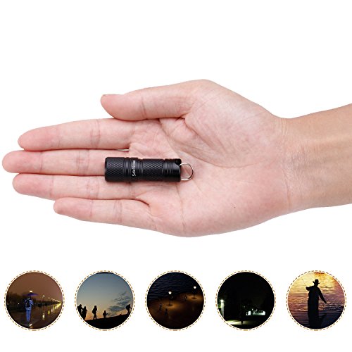 Product Cover Mini Flashlight Keychain with Micro USB Rechargeable Tiny Flashlight Brightness can Achieve up to 200 lumens for EDC Torch (Black)