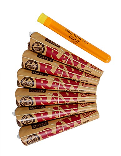 Product Cover RAW 1 1/4 Classic Rolling Paper Pre-Rolled Cones (6 Packs of 6 Cones, 36 Total) Includes Roll with Us Doobtube