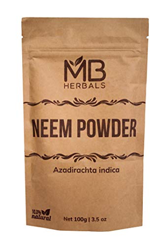 Product Cover MB Herbals Pure Neem Leaf Powder 100g / 3.5 oz - 100% Pure - Wildcrafted - Very Bitter Neem Supplement for Skin Hair & Detox - Azadirachta Indica