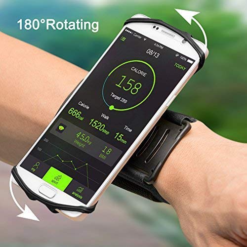 Product Cover VUP Wristband Phone Holder for iPhone 8 8Plus 7 7 Plus 6S 6 Samsung Galaxy S8 Plus S7 Edge Sports Armband 180° Rotatable Great for Running Cycling Gym Workouts and Hiking Fits 4 to 5.5 Phones