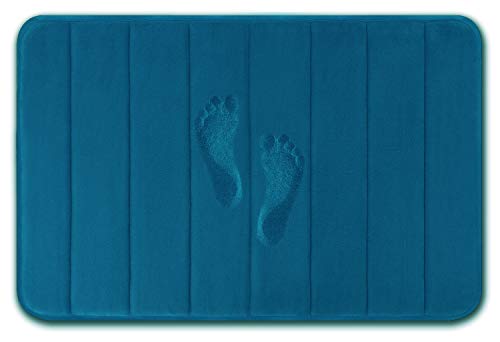 Product Cover Yimobra Memory Foam Bath Mat Large Size 31.5 by 19.8 Inches, Soft and Comfortable, Super Water Absorption, Non-Slip, Thick, Machine Wash, Easier to Dry for Bathroom Floor Rug, Peacock Blue