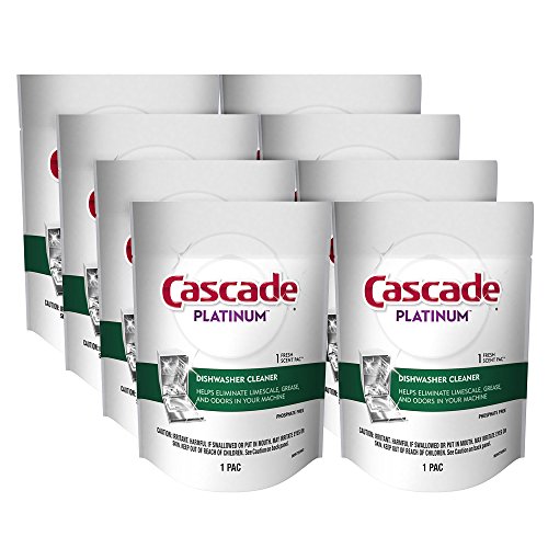 Product Cover Cascade Platinum Dishwasher Cleaner Pods Fresh Scent, 1 Count (8 Pack)