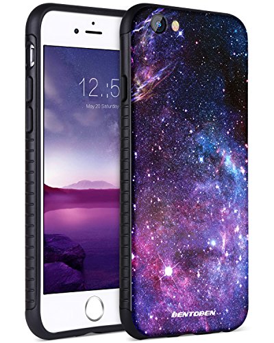 Product Cover iPhone 6S Plus Case, iPhone 6 Plus Case, BENTOBEN Galaxy Nebula Stars Slim Fit Dual Layer Hybrid Shockproof Hard Back Durable Bumper Protective Case for iPhone 6S Plus/6 Plus (5.5 inch), Black
