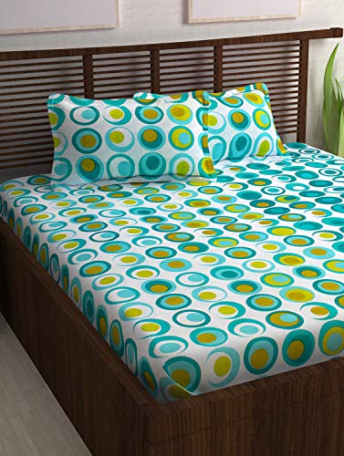 Product Cover Story@Home Candy 120 TC Cotton Double Bedsheet with 2 Pillow Covers - Ocean Green