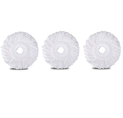 Product Cover 3 Pack Spin Mop Replacement Head, Round Shape Standard Size Microfiber Mop Head Refills for Hurricane Mopnado EGOFLEX Hapinnex Casabella and Other Brand Spin Mop Systems