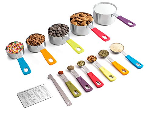Product Cover KUKPO Measuring Cups and Spoons Set- Superior Quality 13- Piece Measuring Set For Baking w/ Non-Slip Colorful Silicone Handles & Easy To Pour Spouts- Perfect For Liquid & Dry Ingredients- Great Gift